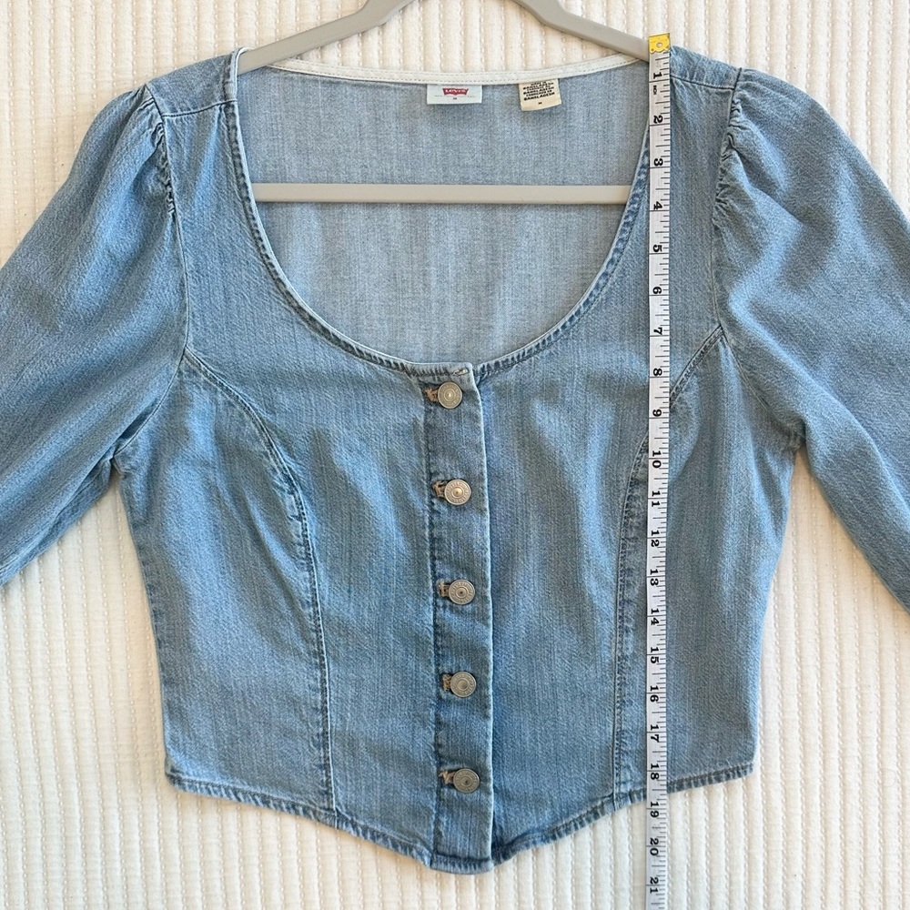 Levi's Daryn Corset Blue Button Down Denim Top - Picture 8 of 10